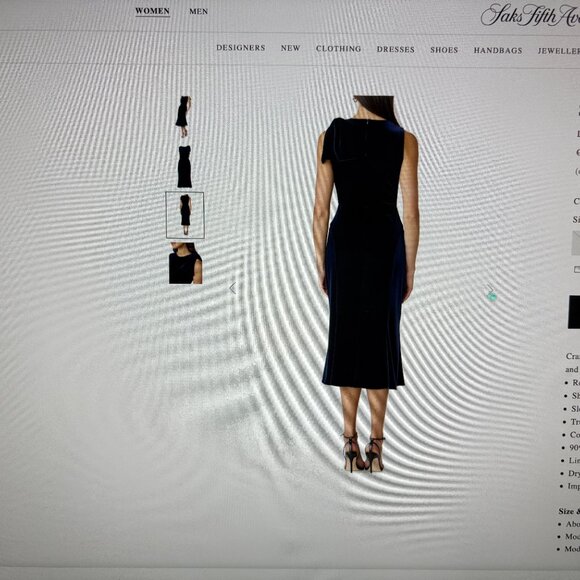 Shoshanna Lidia Velvet Midi Dress Luxurious Navy Blue - Picture 4 of 8